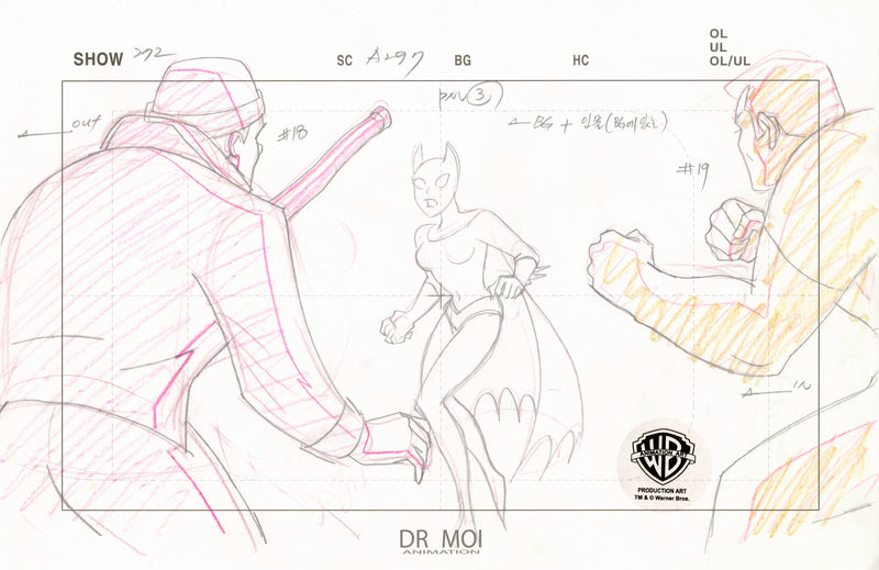 Batman: Mystery of the Batwoman Original Production Layout Drawing: Batwoman