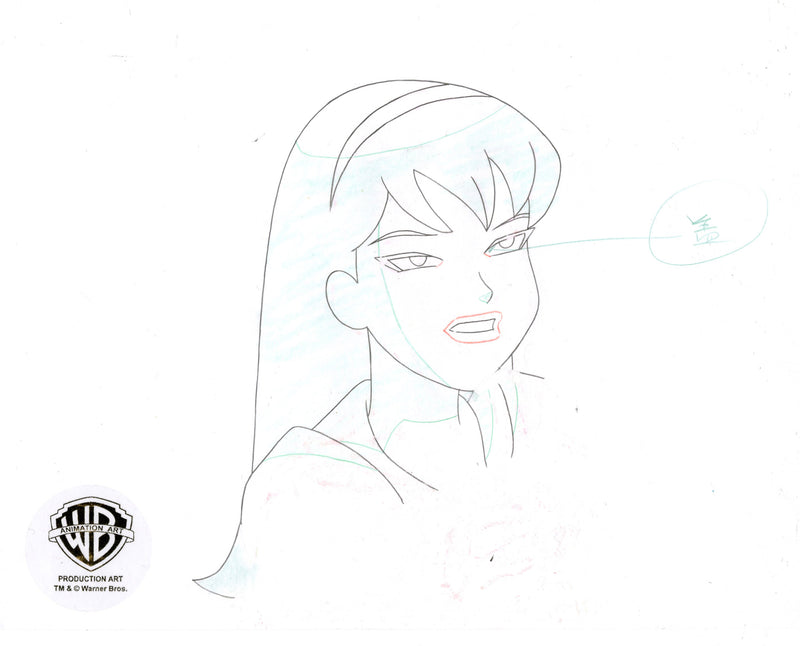 Superman The Animated Series Original Production Cel on Original Background with Matching Drawing: Supergirl