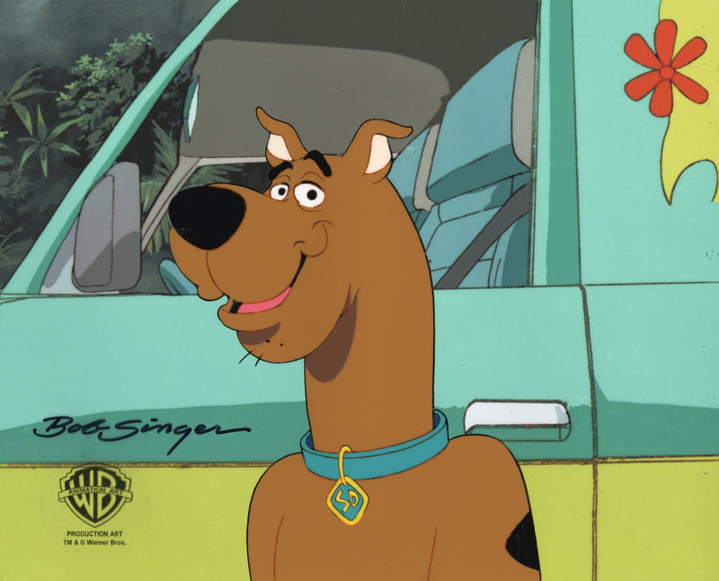 Scooby-Doo on Zombie Island Original Production Cel Signed by Bob Singer with Matching Drawing: Scooby-Doo