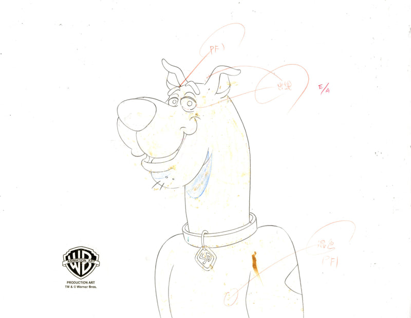 Scooby-Doo on Zombie Island Original Production Cel Signed by Bob Singer with Matching Drawing: Scooby-Doo