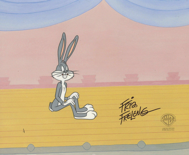 Looney Tunes Original Production Drawing with Hand-Painted Cel Recreation Double Signed by Friz Freleng: Bugs Bunny