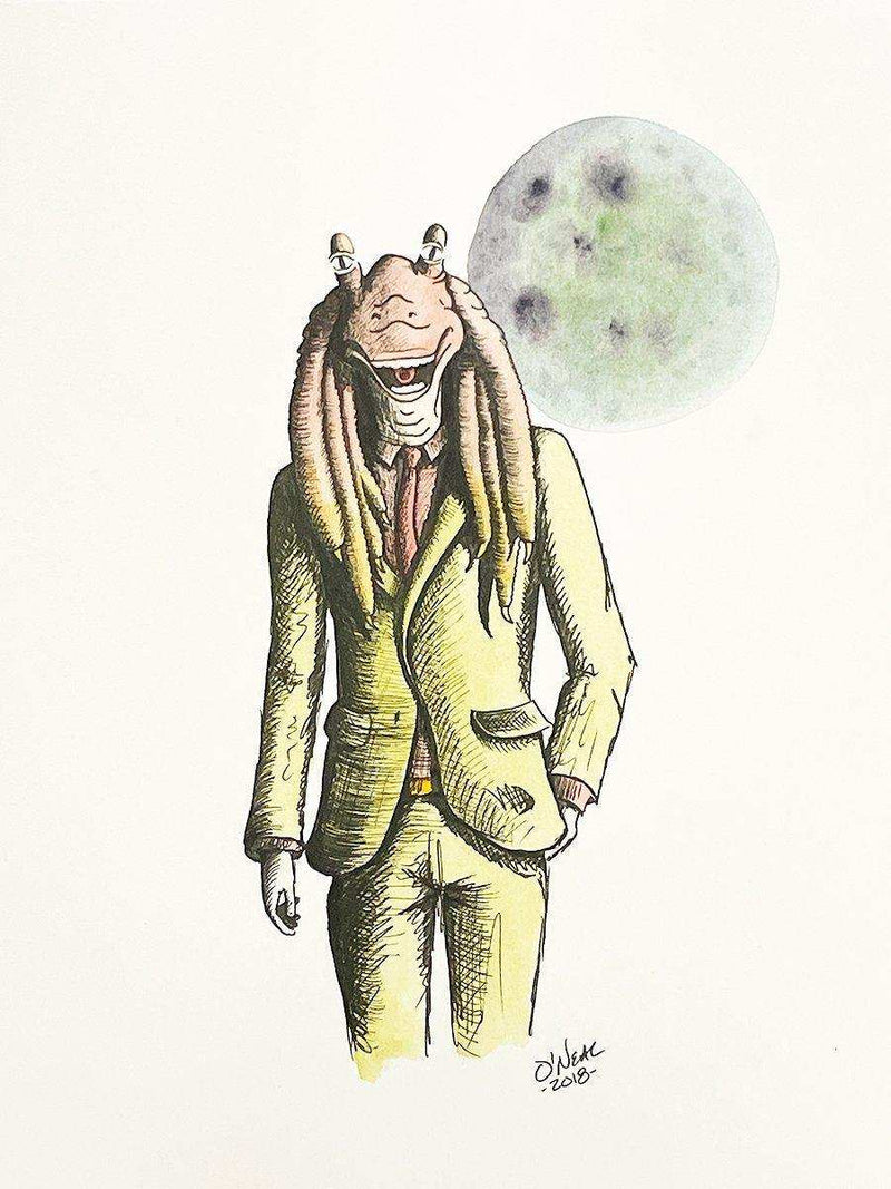 Jar Jar Binks Original Watercolor - Choice Fine Art