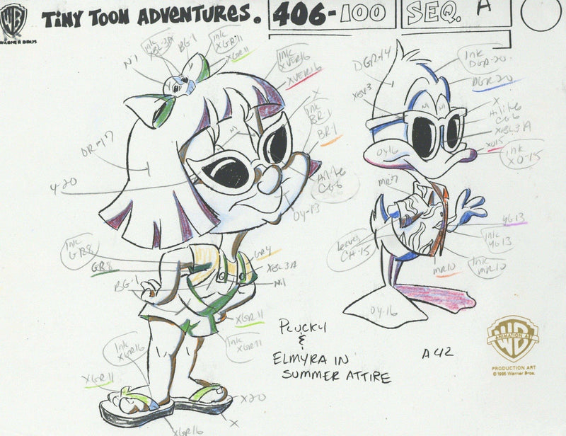 Tiny Toons Original Production Color Call Out Set: Elmyra and Plucky Duck - Choice Fine Art